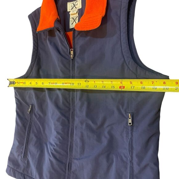 LL Bean Vest Fleece Lined Navy and Orange Womens Size Medium - Picture 12 of 12
